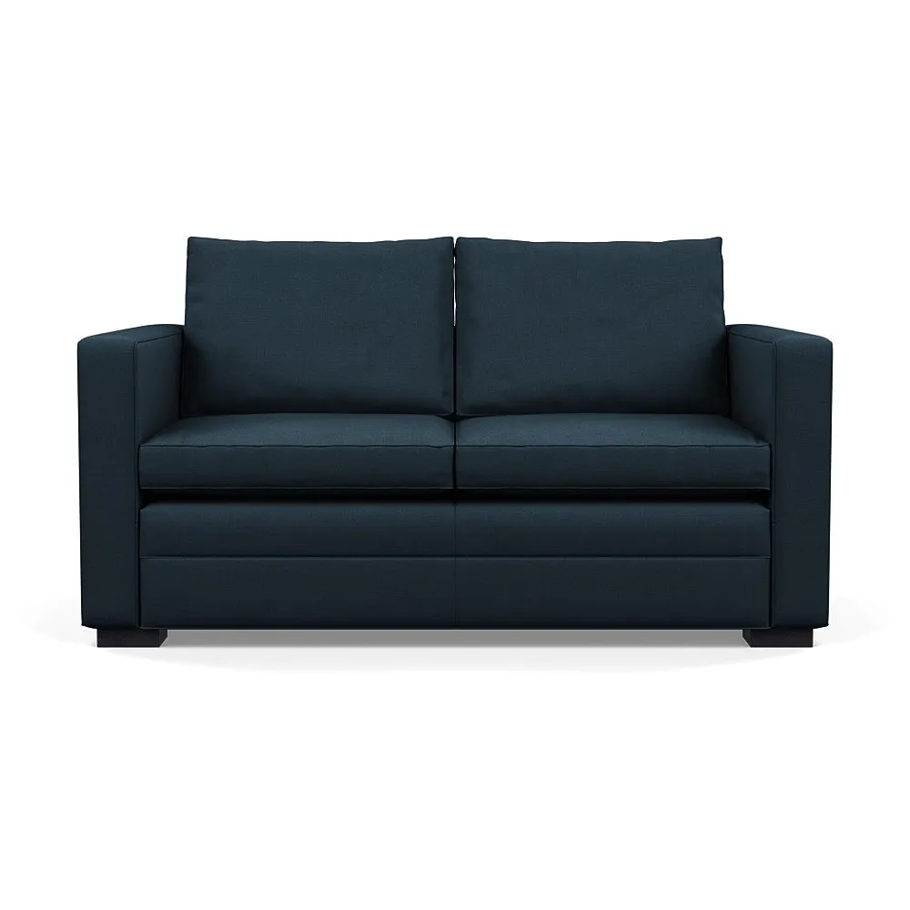Heal's Palermo 2 Seater Sofa Siena Cotton Deep Sea Black Feet 1