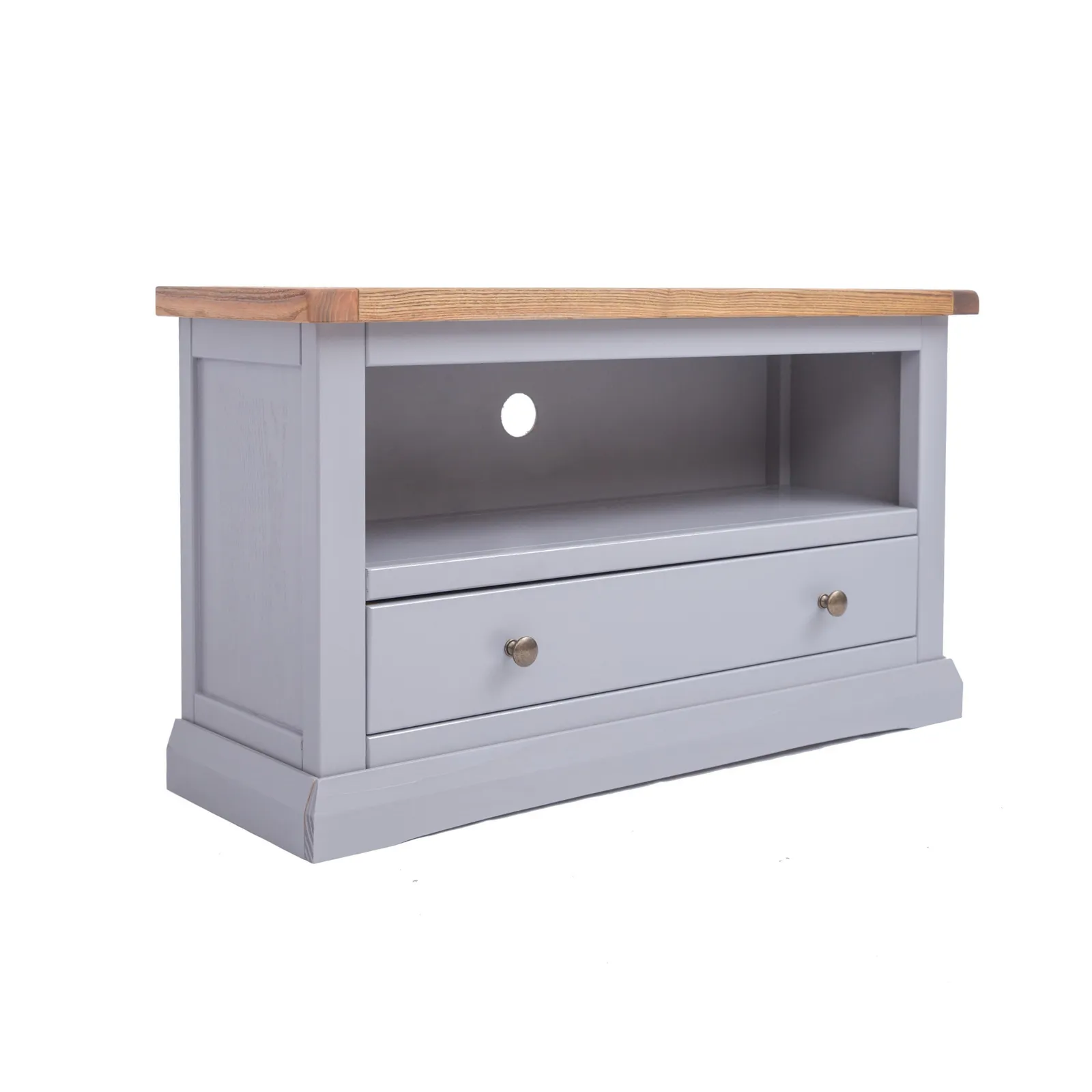 Cabinet Bits Rocca Grey 1 Drawer TV Cabinet Brass Knob 2