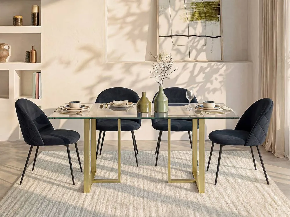 Vente-unique 6 - Seaterer Dining Table - Tempered Glass & Stainless Steel in Clear 3