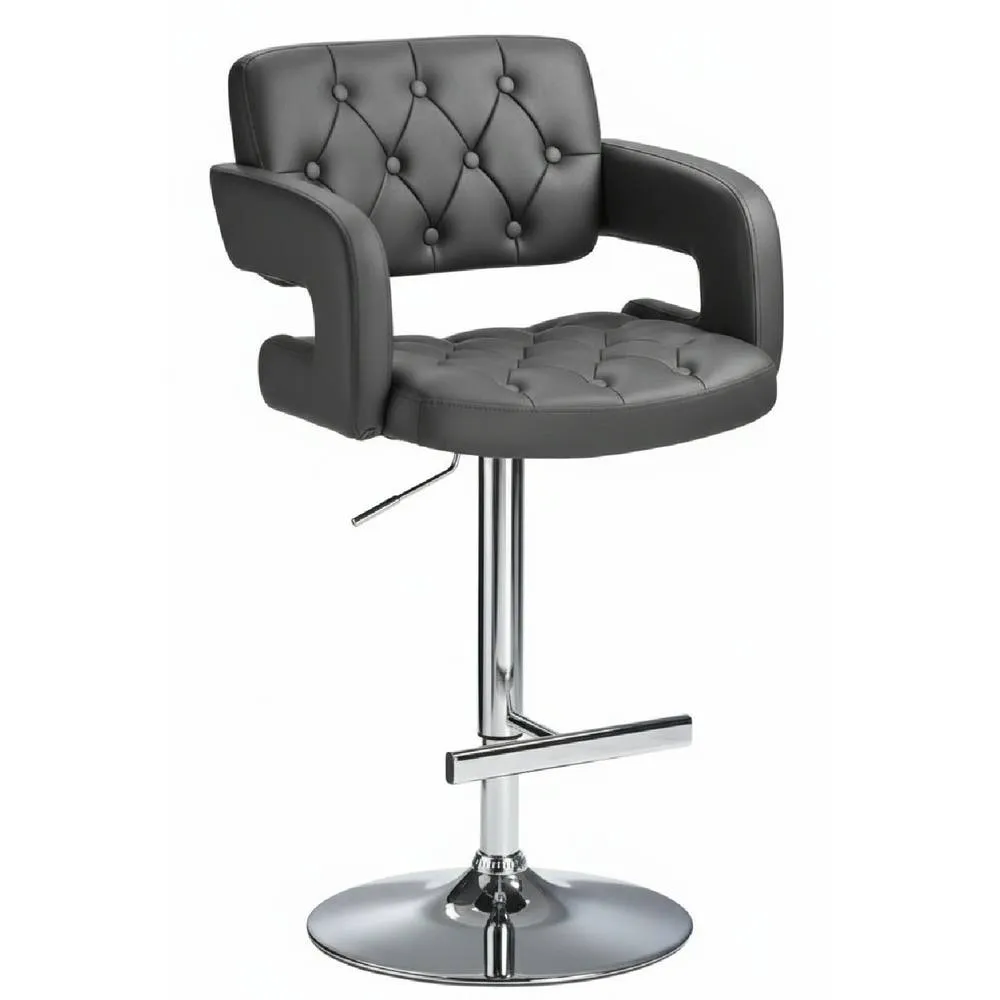 netfurniture Nairn Height Adjustable Bar Stool with Black Padded Swivel Seat
