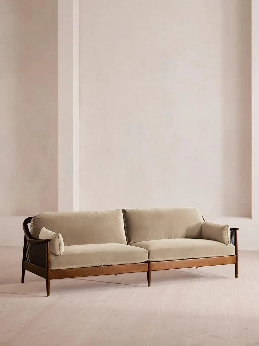 Atlanta Four Seater Sofa, Velvet, Oyster
