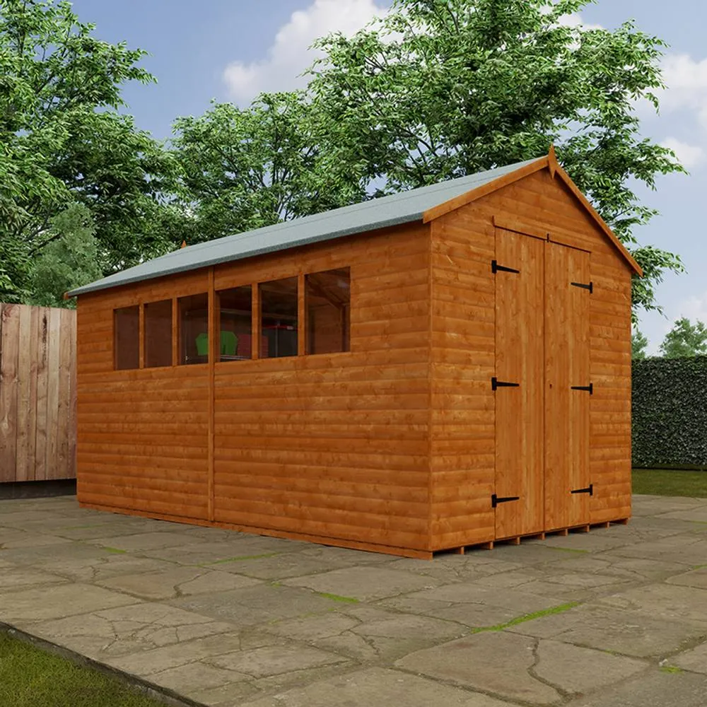 Buttercup Farm 14 x 8 Feet Loglap Workshop 15mm Shed - L415 x W235 x H254.5 cm in Burnt Orange 5