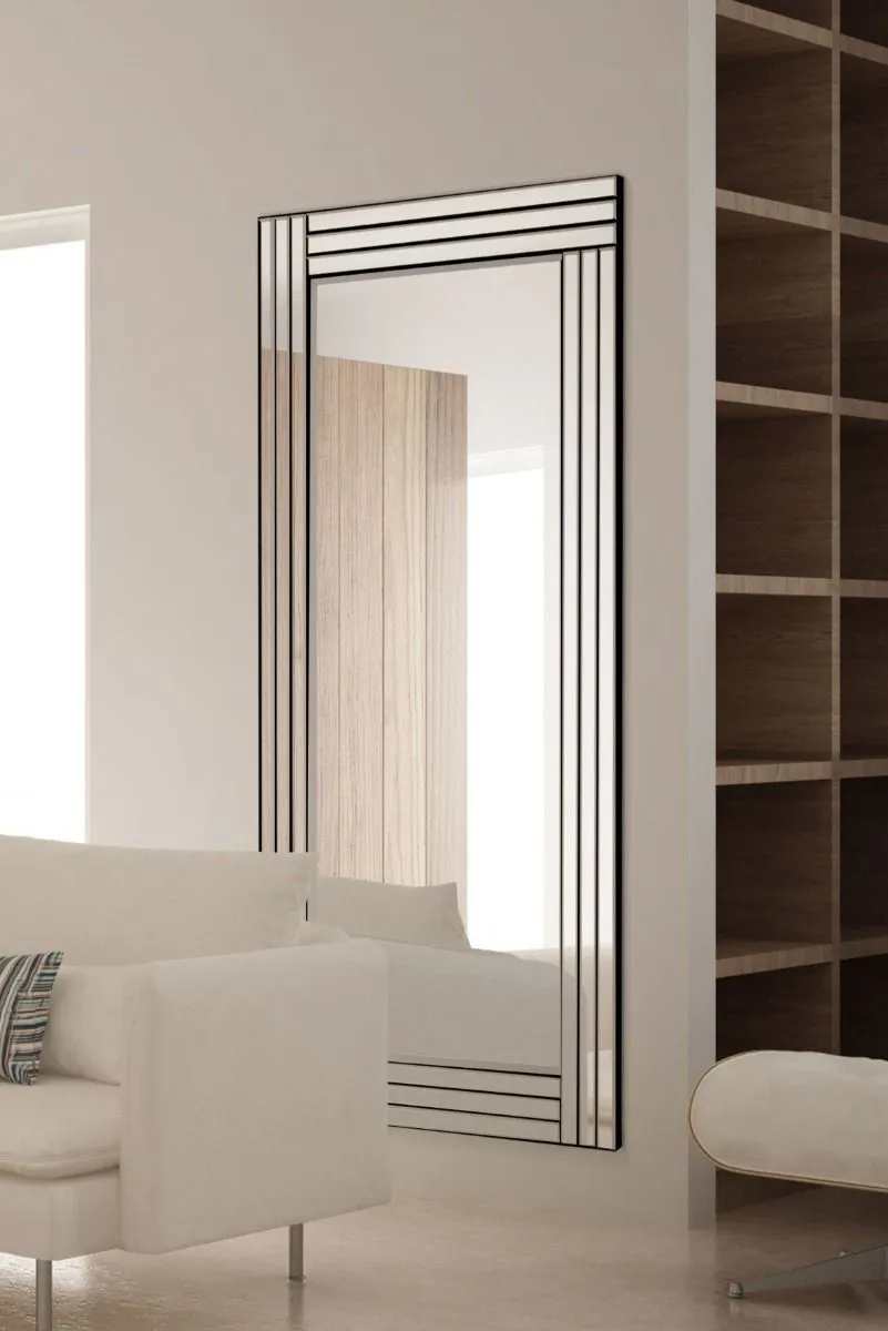 MirrorOutlet Oakley All Glass Triple Edge Bevelled Full Length Mirror 174 x 85 CM in Silver