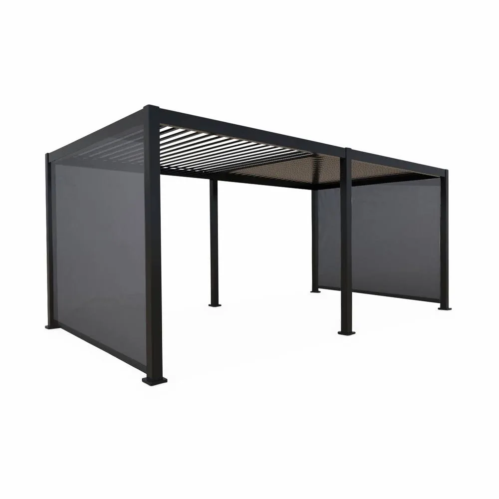 sweeek Louvered pergola aluminium 6 x 3m & 2 3m blinds in Dark Grey 6