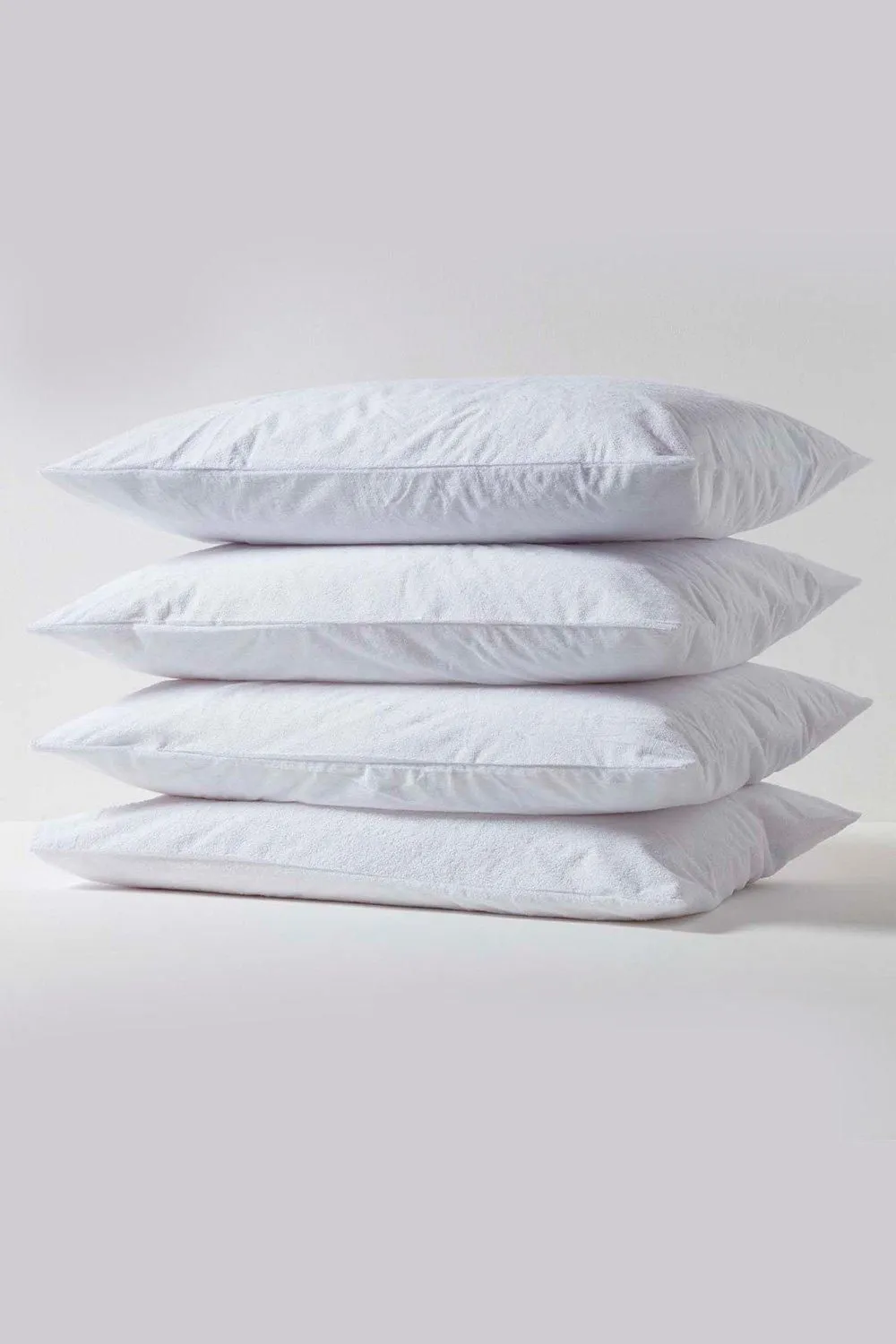 Homescapes Terry Towelling Waterproof Pillow Protectors Standard Size, Pack of 4 in White 2