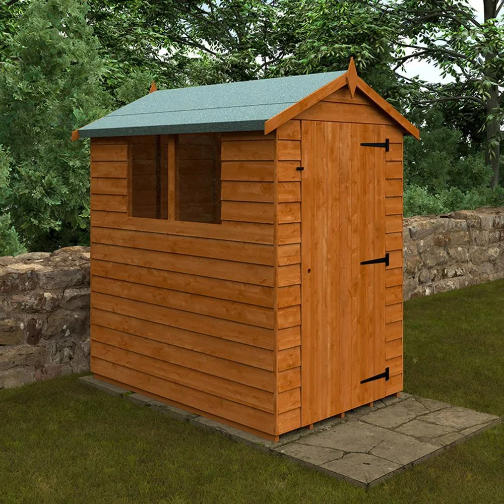 Buttercup Farm 6 x 4 Feet Budget Apex 9mm Shed - Solid Wood/Softwood/Pine in Burnt Orange 2