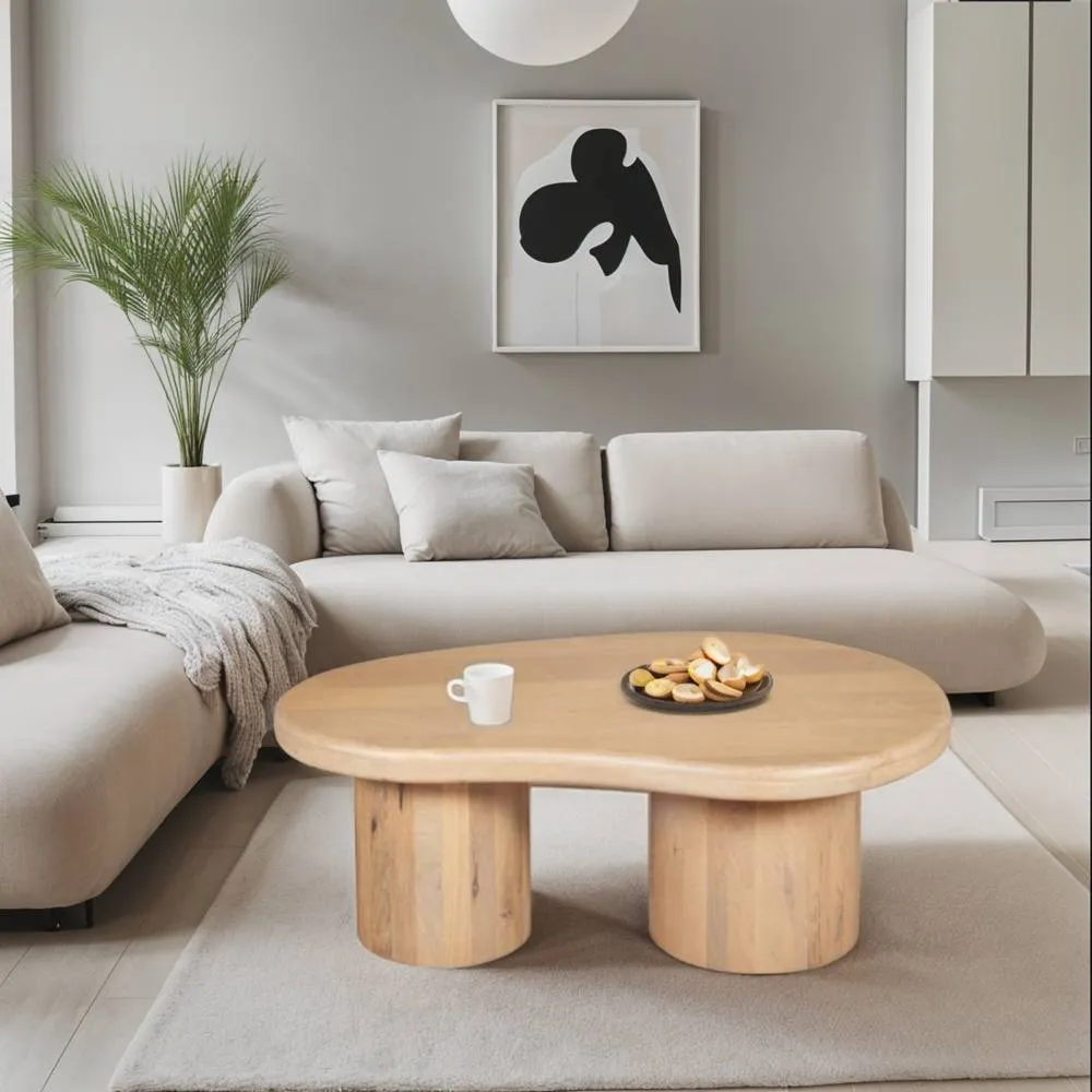 IH Design Ardin Solid Wooden 92x58x35 cm Coffee Table for Living Room in Brown 5