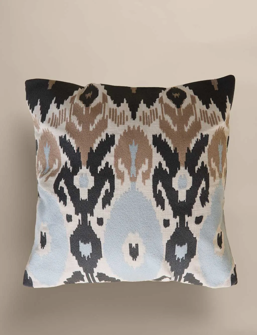 M&S Pure Cotton Embroidered Ikat Cushion Grey Mix