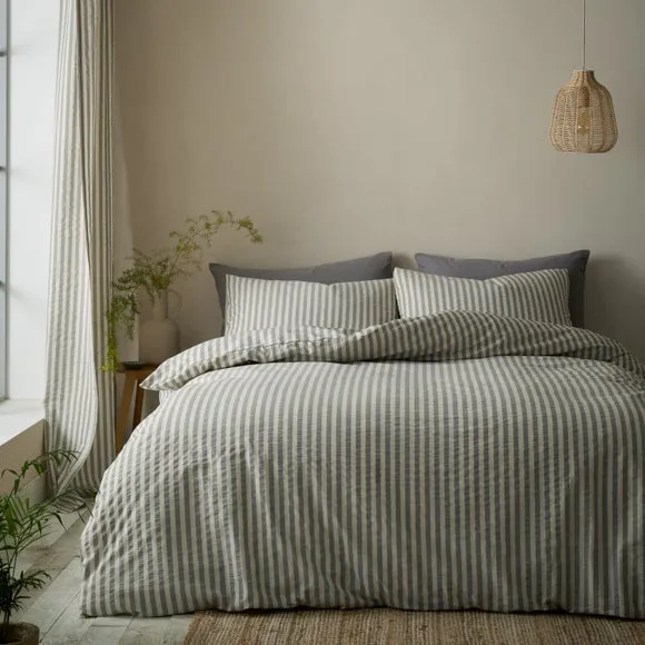 Pineapple Elephant Cotton Rich Woven Stripe Duvet Cover & Pillowcase Set 1