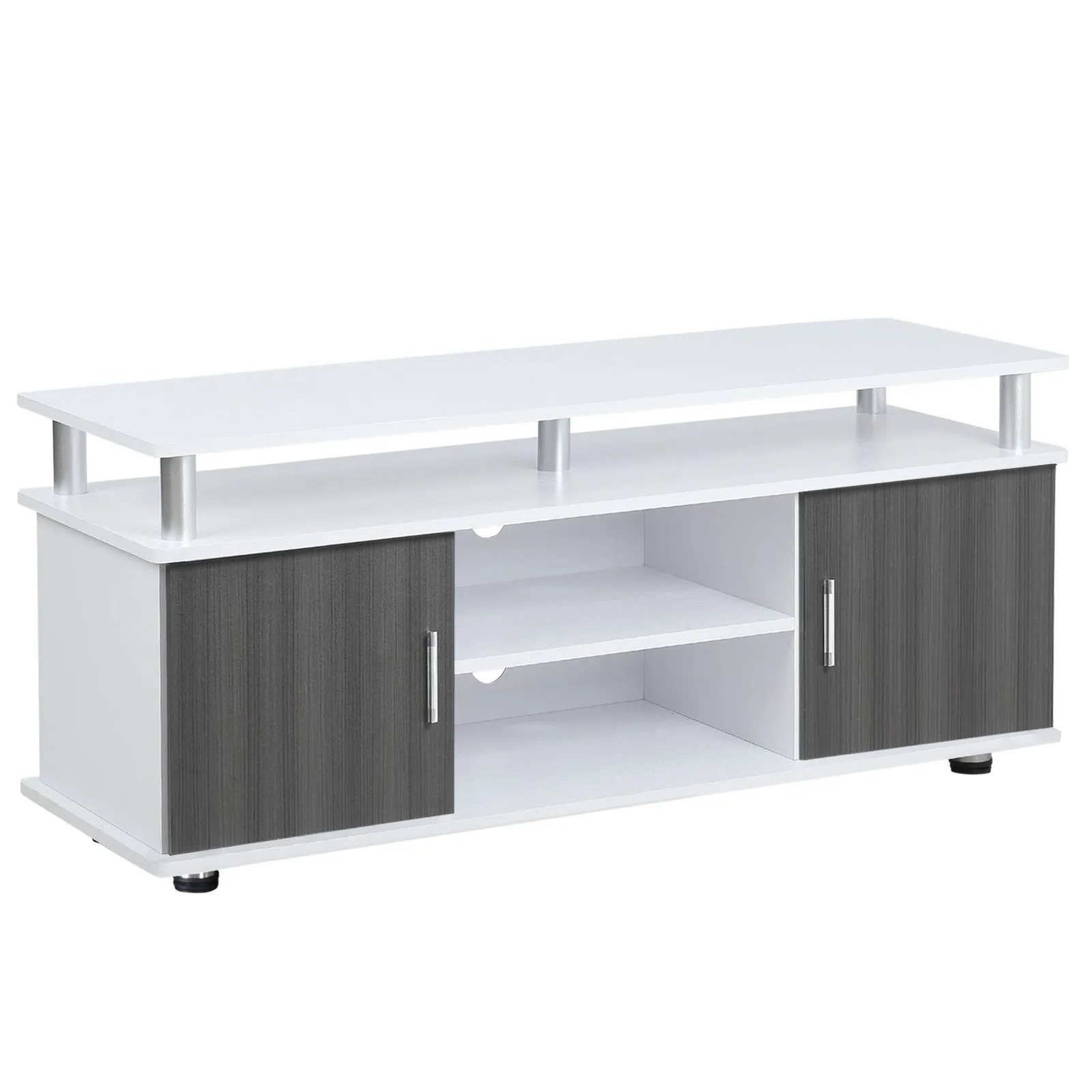 HOMCOM TV Cabinet Stand Entertainment Center Media Console Storage in White 2