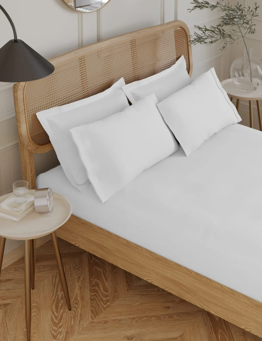 M&S Egyptian Cotton 230 Thread Count Crisp Fitted Sheet Ice White