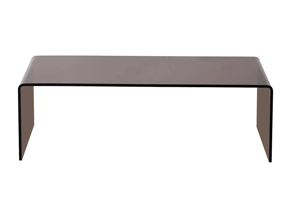 Vente-unique Curved Tempered Glass Coffee Table - Brown - ALONZO in Clear 5