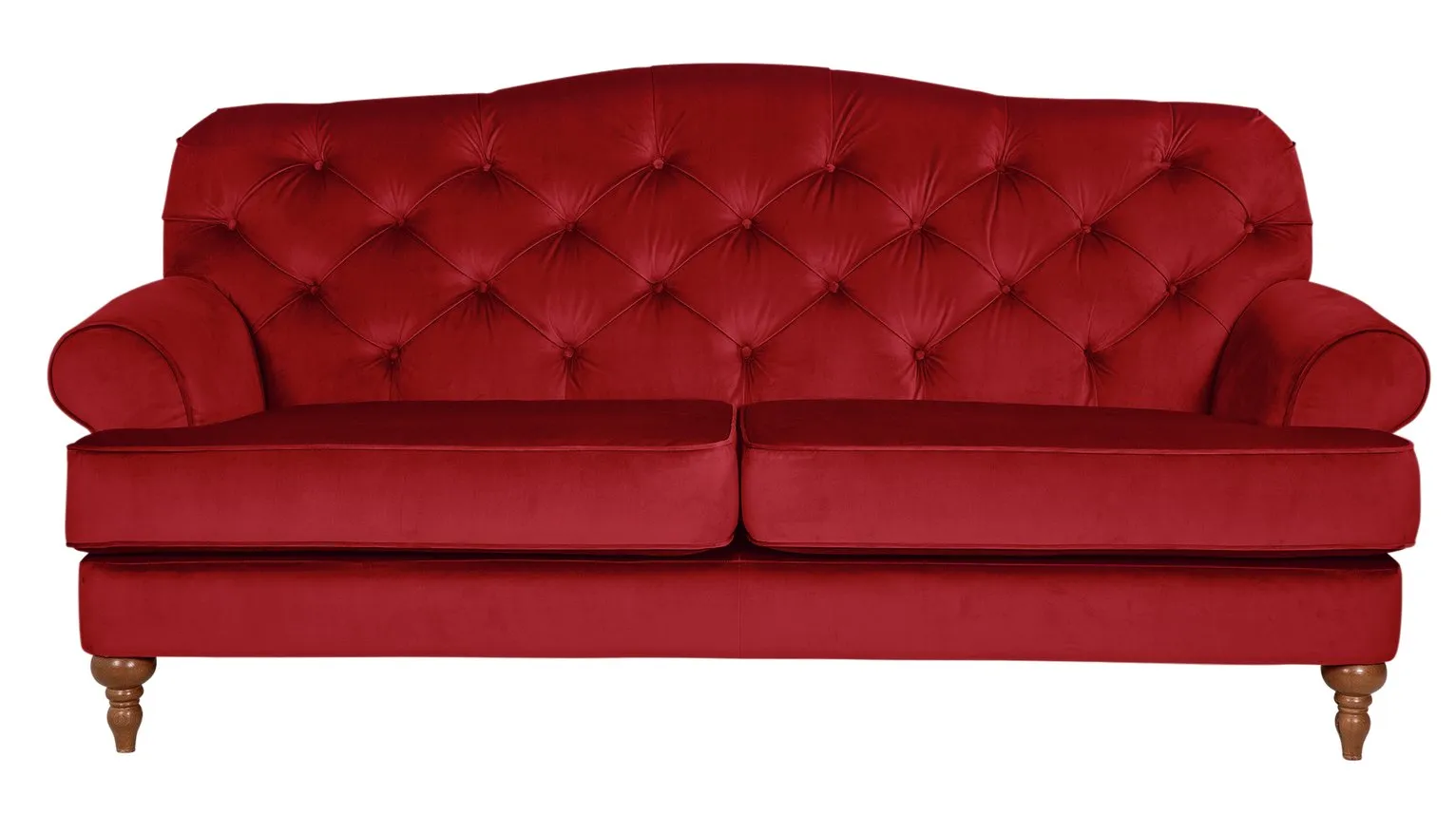 Habitat Valerie 3 Seater Velvet Sofa - Flame