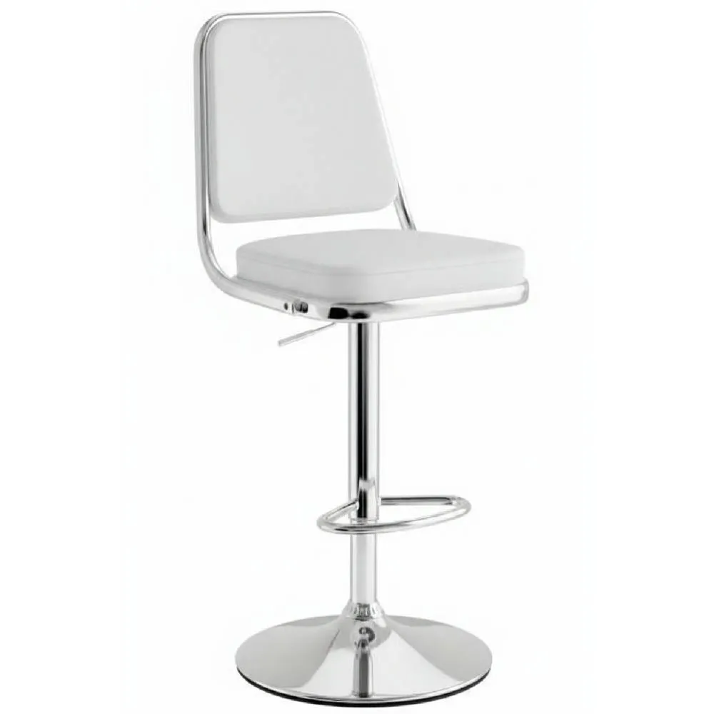 netfurniture Romano Kitchen Bar Stool White Padded Seat & Back Height Adjustable