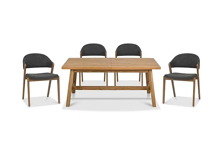 Stratford Small Extending Dining Table with 4 Fabric Chairs - Dark Grey