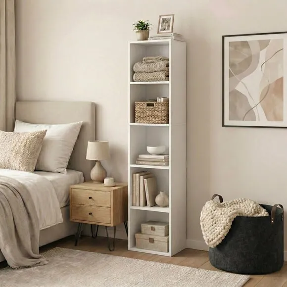 Return - Oxford 5 Tier Cube Bookcase, White 3