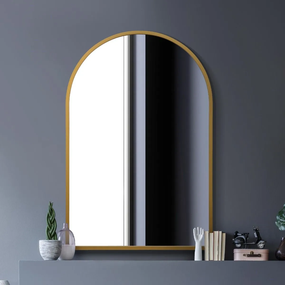 MirrorOutlet Gold Metal Framed Arched Wall Mirror 47" X 31" (120CM X 80CM) 6