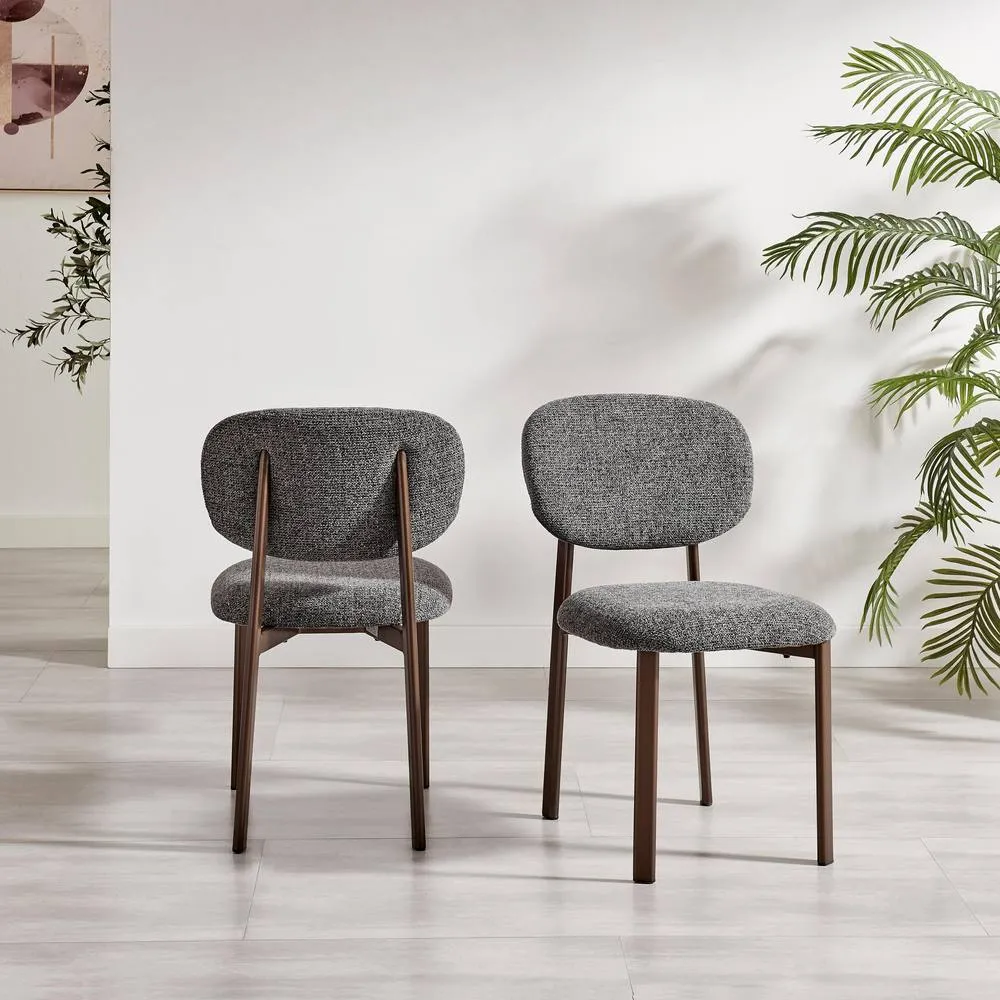 FurnitureboxUK 2x Mirelle Grey Fabric Dining Chairs Bronze Legs in Charcoal 3