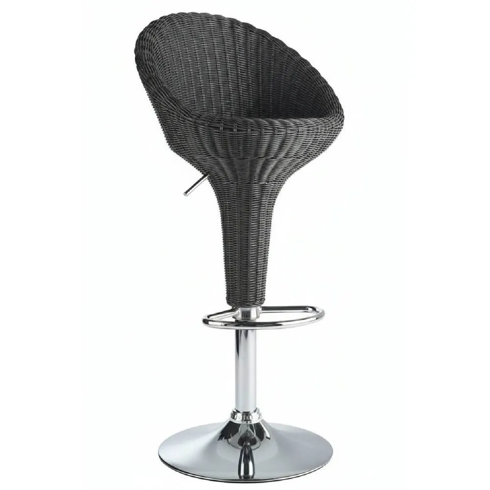 netfurniture Blazone Black Rattan Style Modern Kitchen Bar Stool Height Adjustable