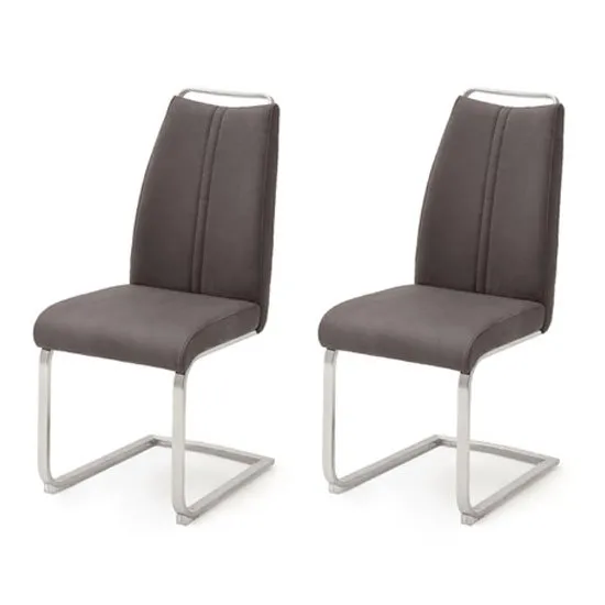 Giulia Brown Leather Cantilever Dining Chair In A Pair