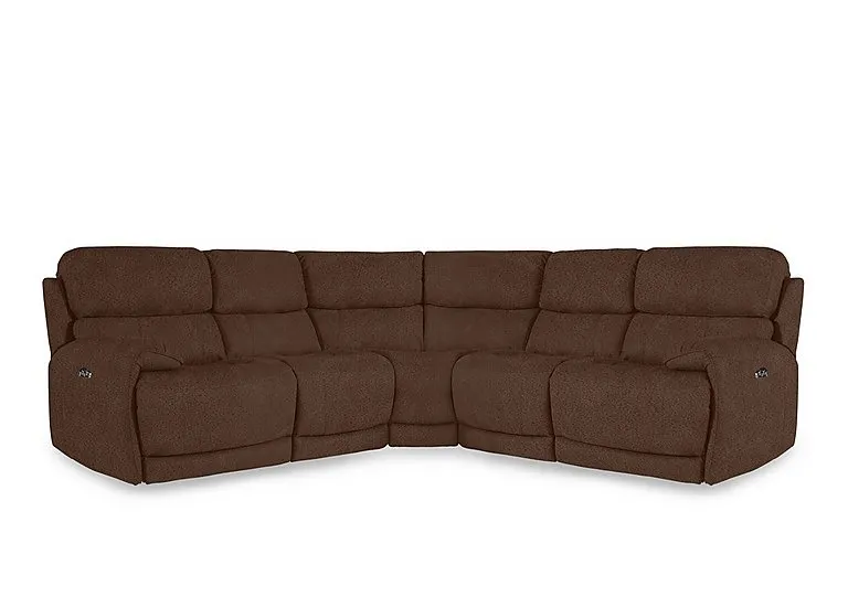 Link Fabric Large Power Recliner Corner Sofa with Power Headrests - Hazelnut