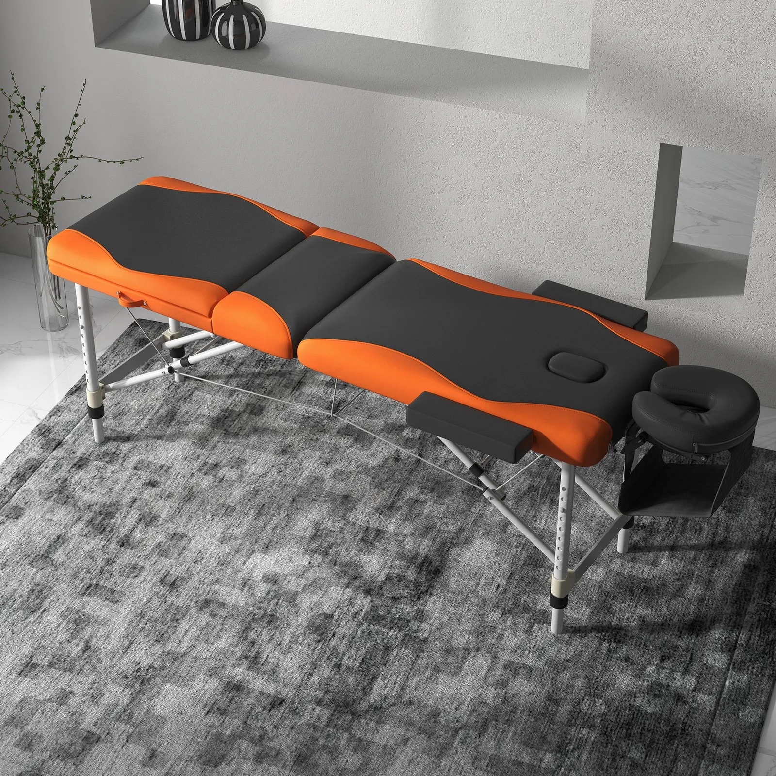 HOMCOM Portable Massage Table Beauty Therapy Couch Bed Spa Aluminum in Orange