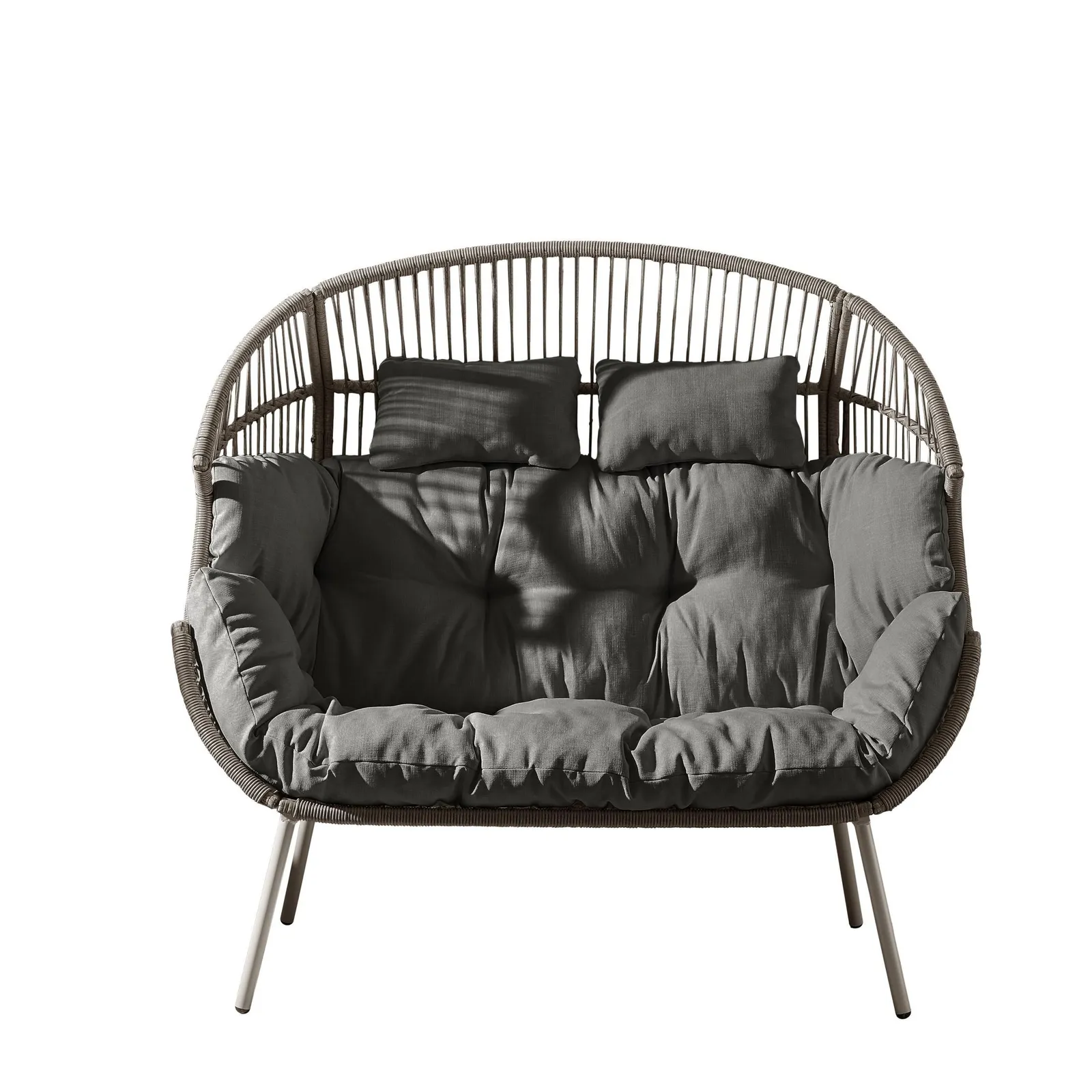 FurnitureboxUK Egg Grey Indoor / Outdoor Rattan Double Chair 4