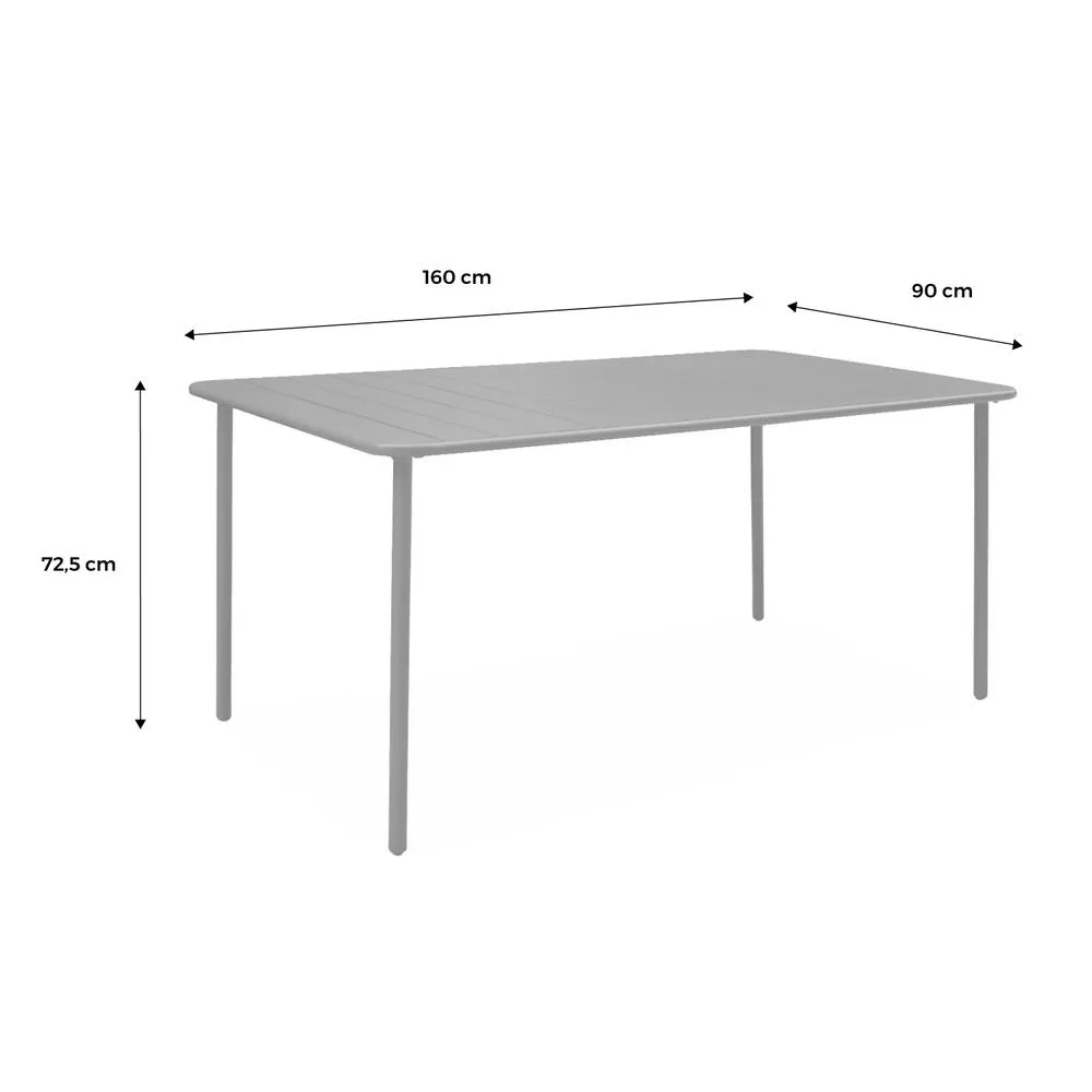 sweeek 6-8 Seater Rectangular Steel Garden Table in Dark Grey 5