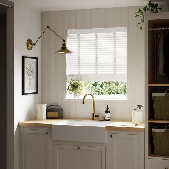 White Fauxwood 50mm Taped Venetian Blind 1