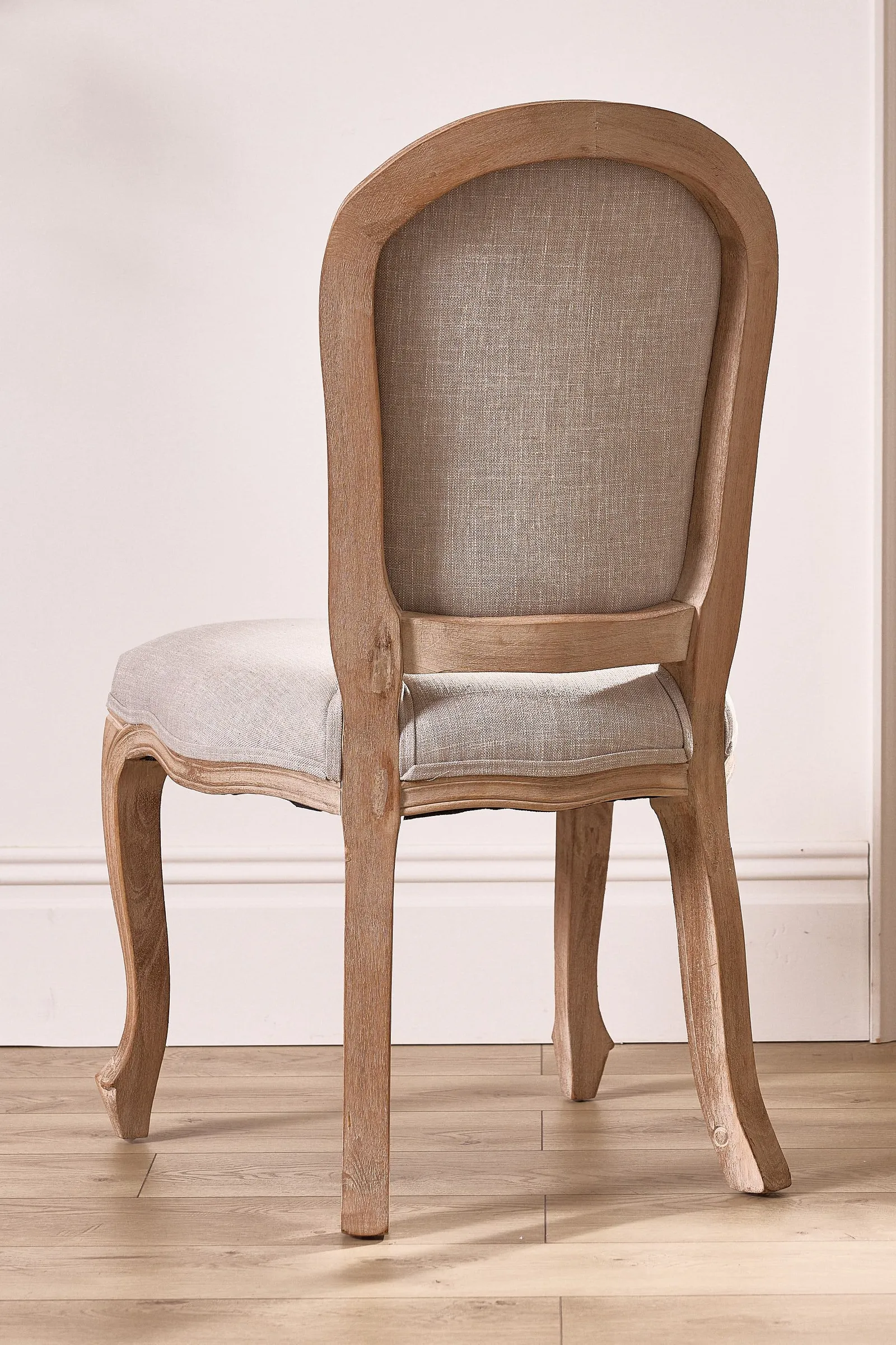 Dibor Set of 2 Rustic Vintage Loire Linen Solid Wood Frame Home Furniture Dining Chairs in Grey 3