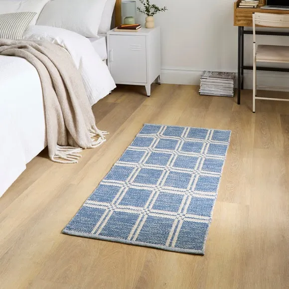 Cotton Denim Grid Scatter Rug