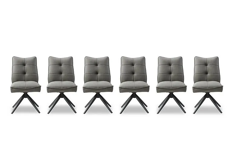 Germain Set of 6 Swivel Dining Chairs - Charcoal