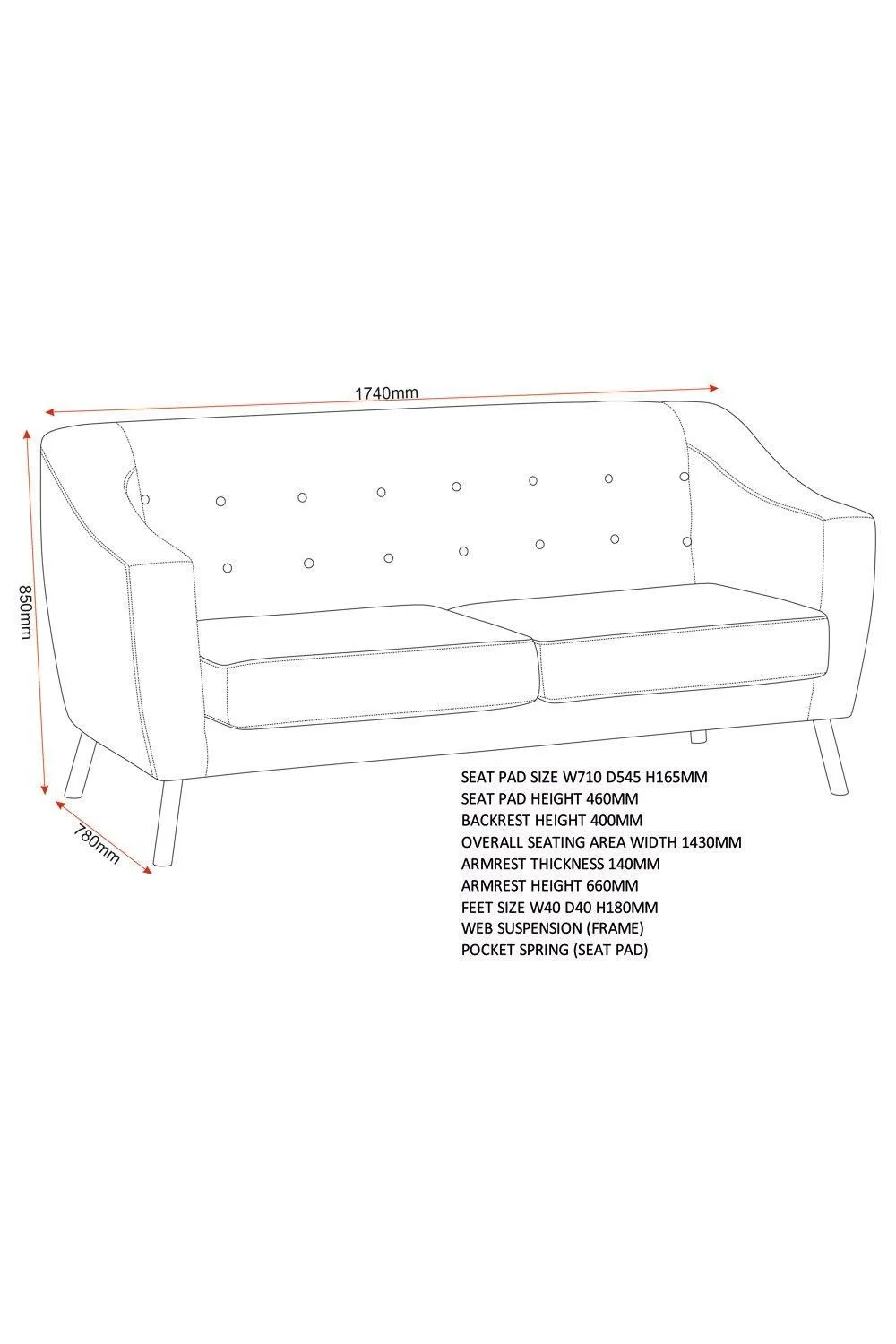 Seconique Ashley 3 Seater Sofa in Dark Grey 5
