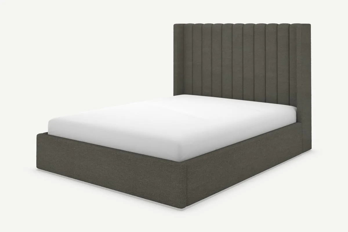 Cory King Size Ottoman Storage Bed, Granite Grey Boucle