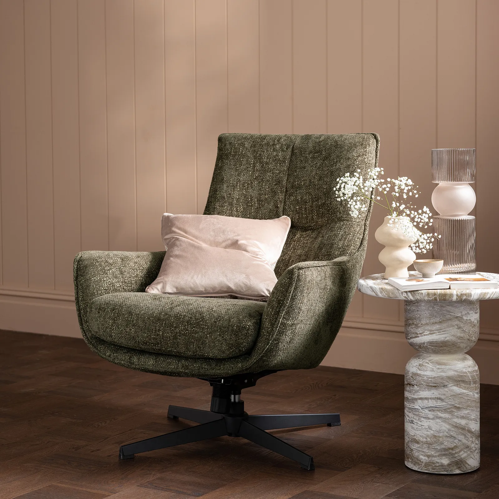 Lago Lamp Table 45X45X50 Cm, Round, Grey Marble | Barker & Stonehouse 2