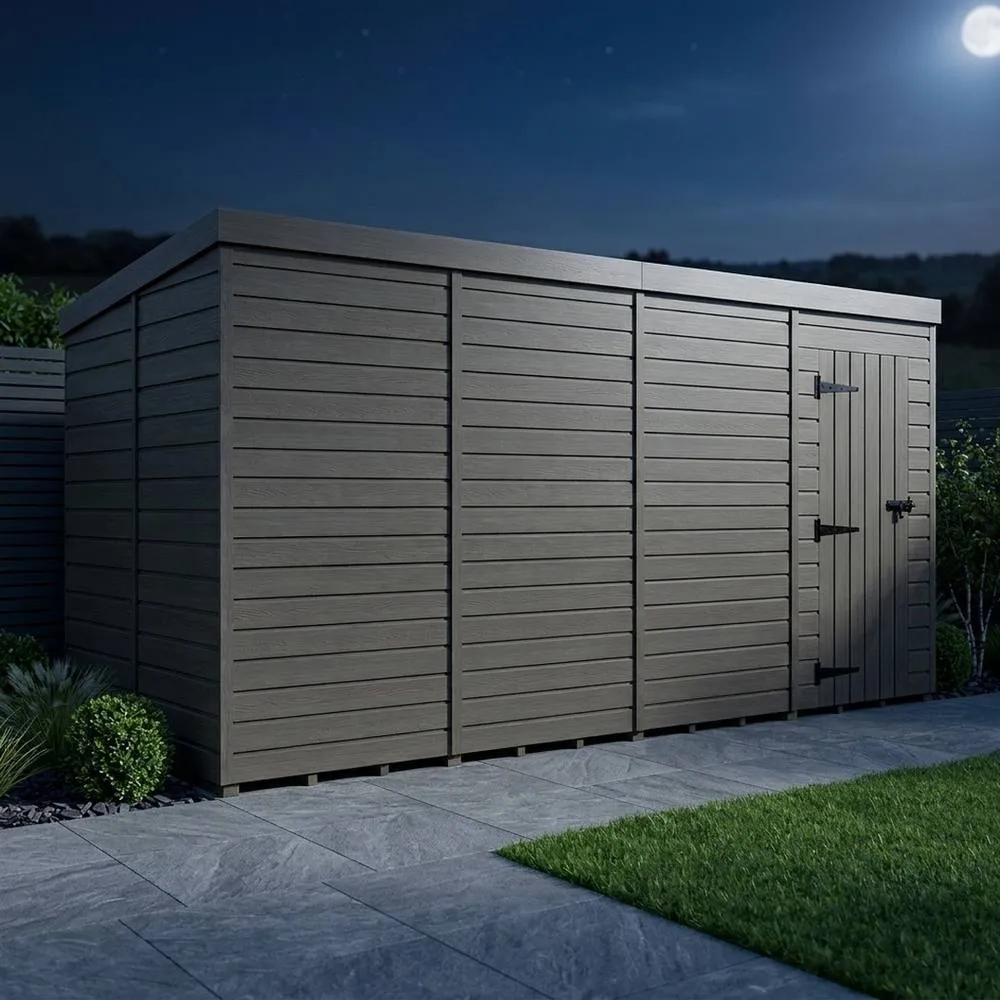 Buttercup Farm 6ft x 9ft Composite Pent Garden Shed Single Door No Windows - Grey 3