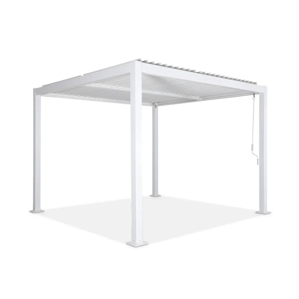 sweeek Louvered pergola aluminium & steel 3 x 3m in White 2