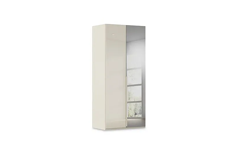 Haven 101cm 2 Door Hinged Wardrobe with 1 Glass and 1 Mirror Door