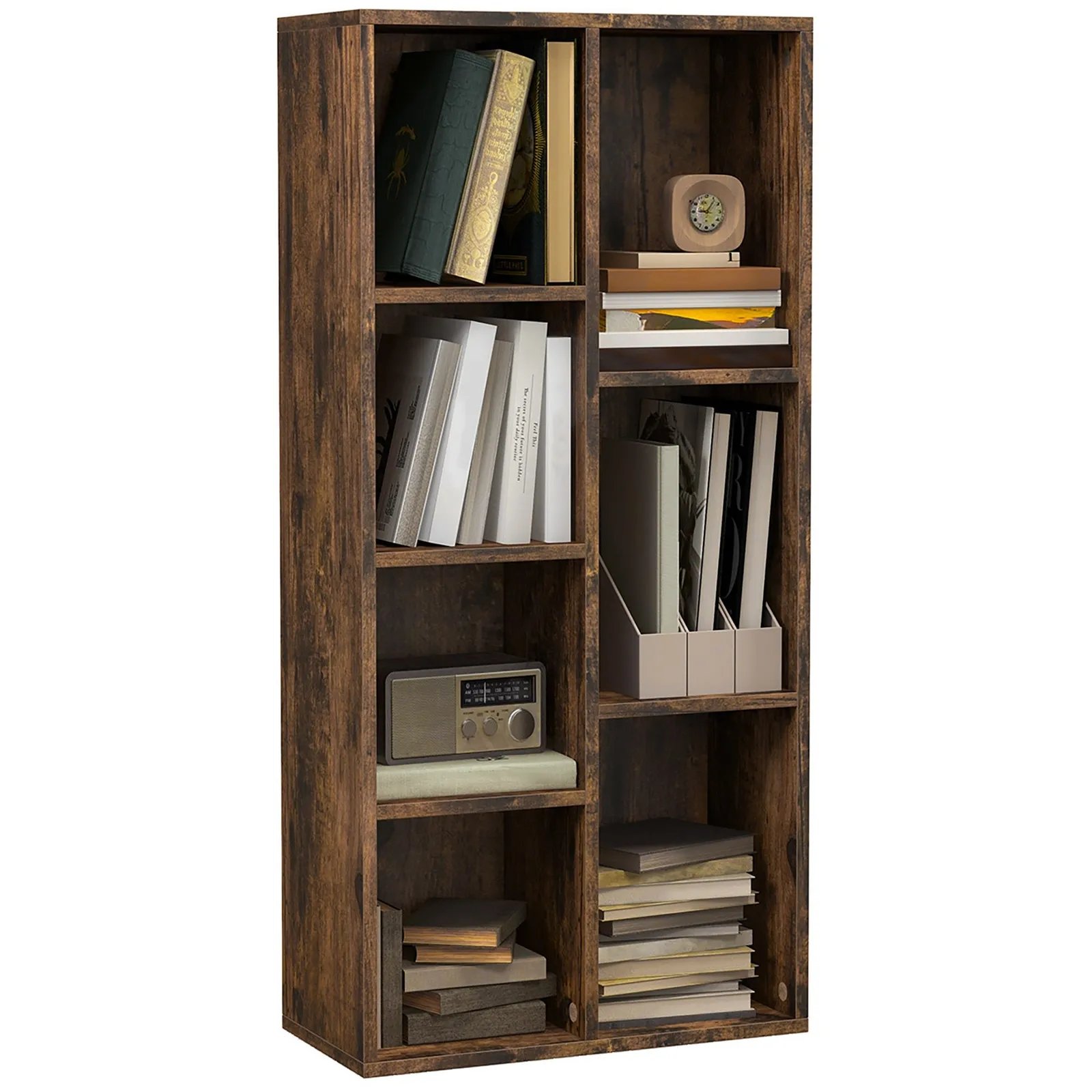 HOMCOM Bookcase Modern Bookshelf Display Cabinet Cube Storage Home Office in Brown 2