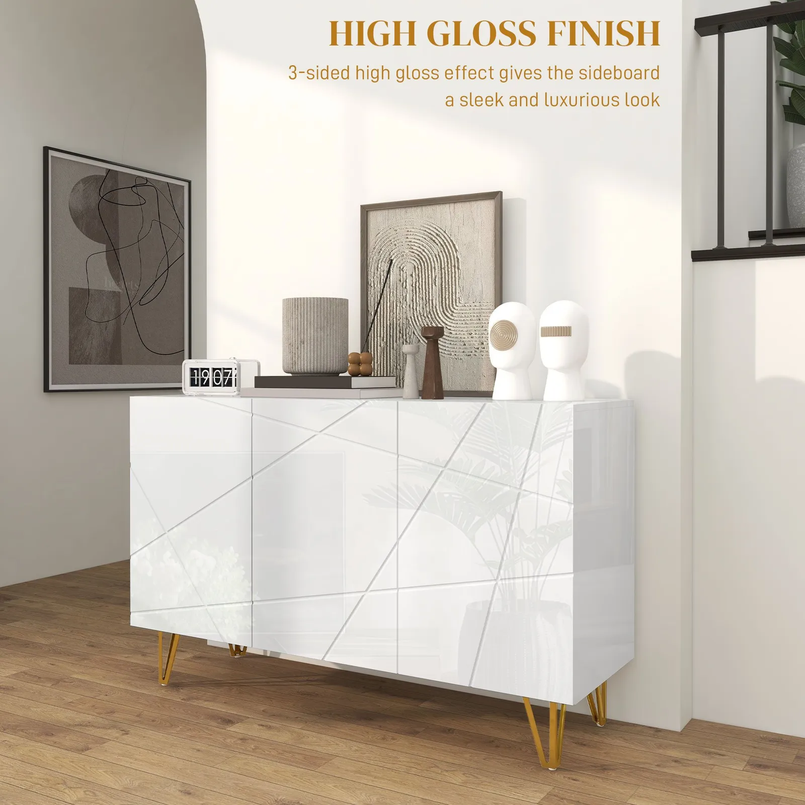 HOMCOM Storage Cabinet, Sideboard with Adjustable Shelf in White 4