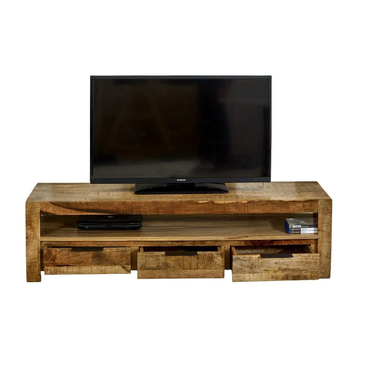 IH Design Bratton Mango Wooden Large TV Stand With 3 Drawers in Brown 5