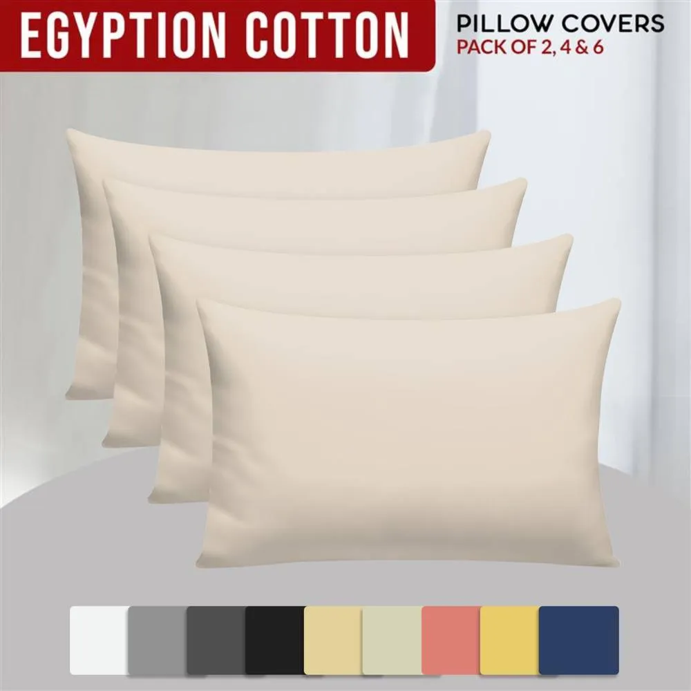 Grace 100% Egyptian Cotton 4 Pack Pillowcases with Envelope Closure in Taupe