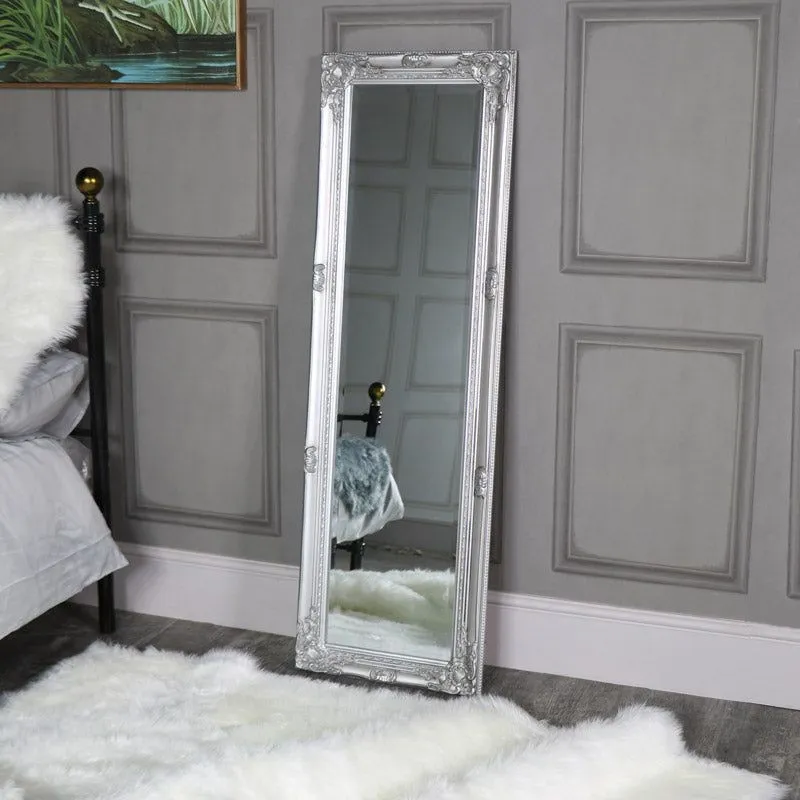 Melody Maison Tall Silver Wall / Leaner Mirror 47cm X 142cm in Metallic Silver