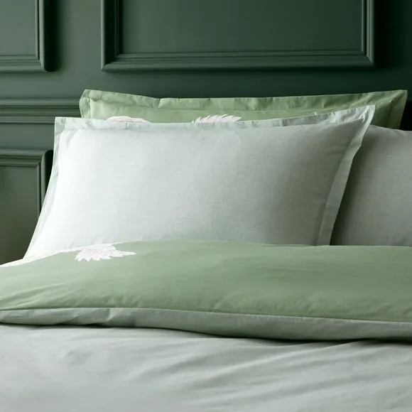 Cranes Floral 100% Cotton Oxford Pillowcase 2