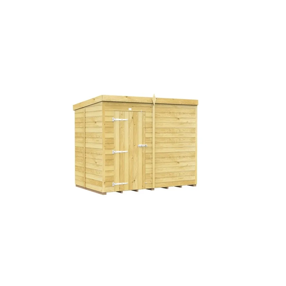 Buttercup Farm 8 x 5 Feet Pent Shed - Single Door W/O Windows - L147 x W243 x H201 cm in Brown