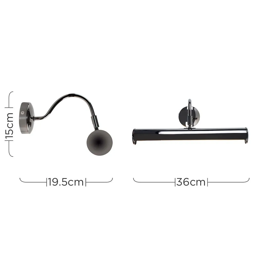 ValueLights Gemini Pair of Black Indoor Wall Picture Light 6