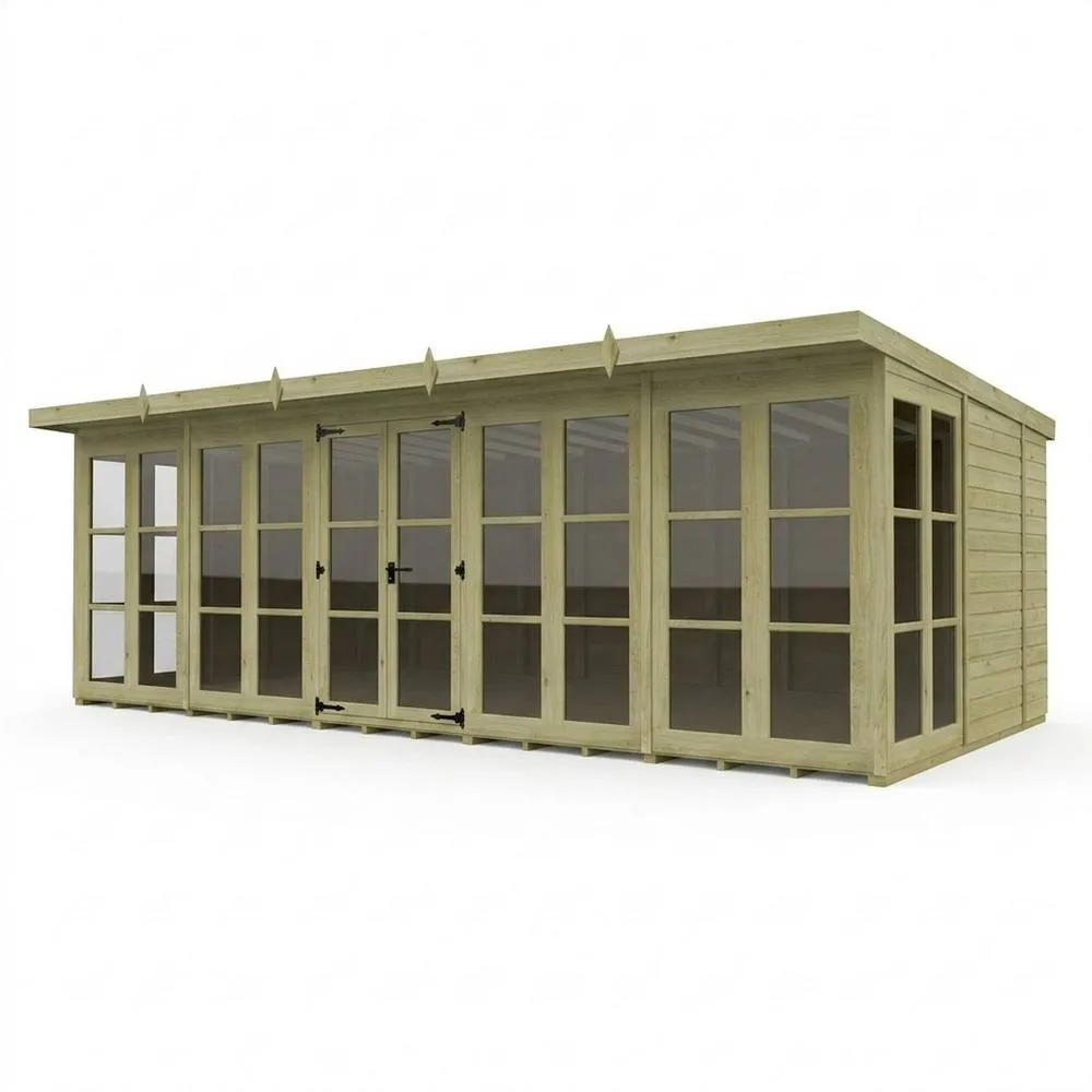 Buttercup Farm 20ft x 10ft Georgian Pent Summer House - Pressure Treated Timber in Brown