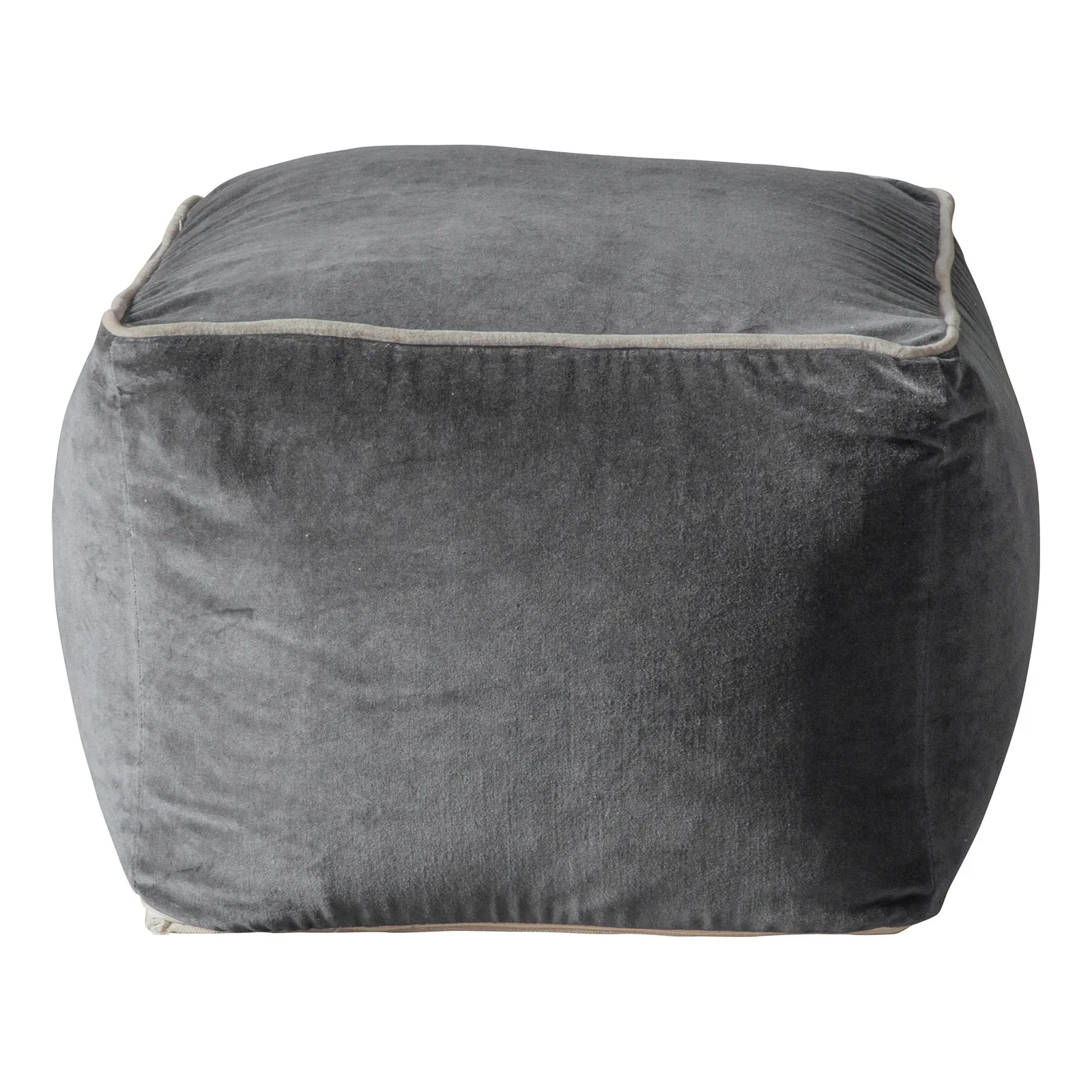 Martello Silver Velvet Pouffe Silver