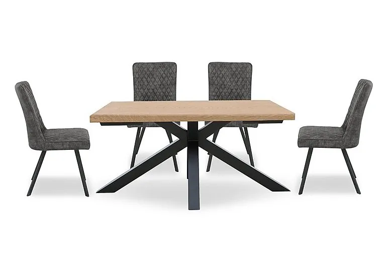 Earth Star Base Dining Table and 4 Chairs - 140-cm - Graphite