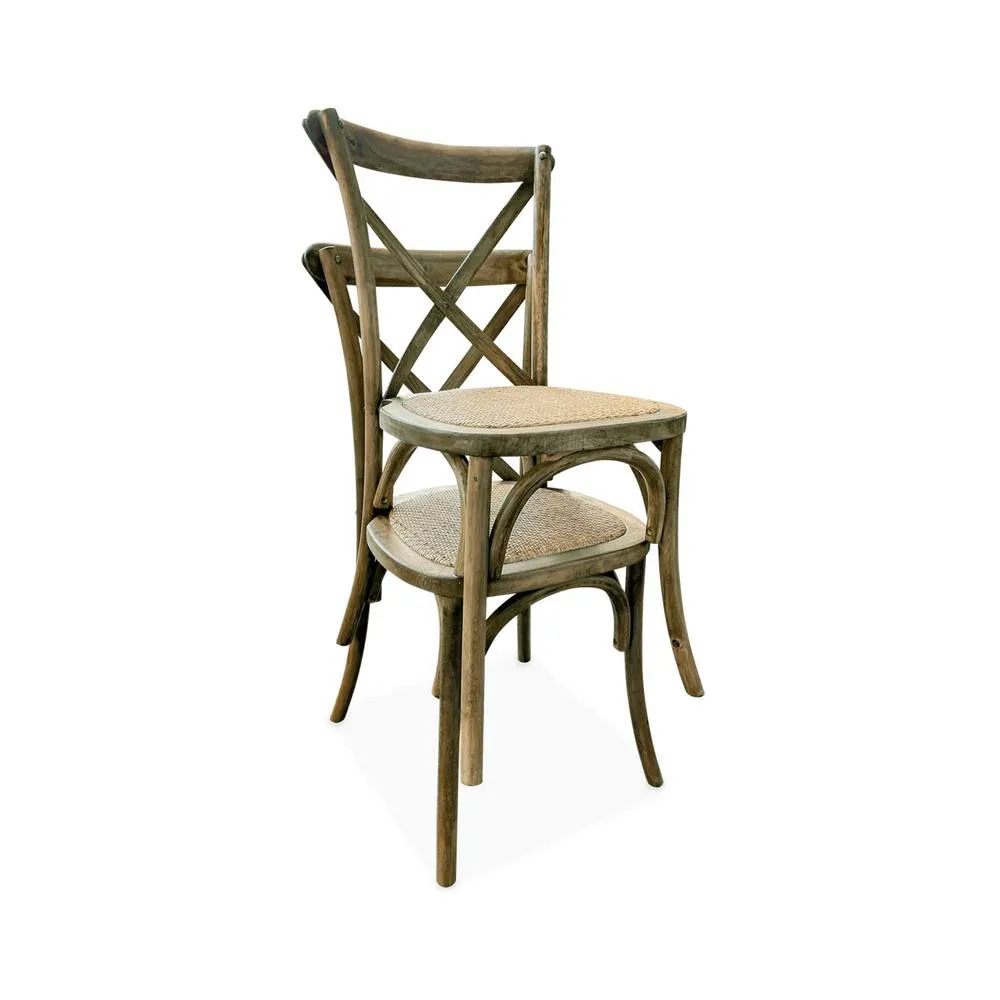 sweeek Set of 2 Vintage Wooden Bistro Chairs in Brown 3